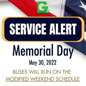 Service Alert: Memorial Day